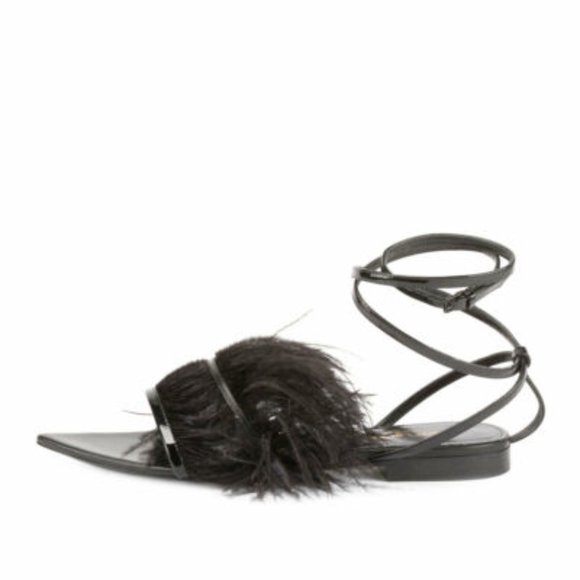 Saint Laurent Feather-Embellished Sandals 36 - Picture 2 of 3